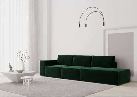 Zielona sofa z szwem francuskim