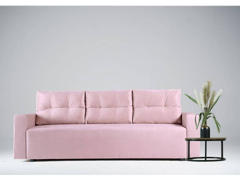Różowa nowoczesna sofa rozkładana