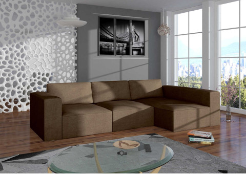Prawy modułowy narożnik w stylu loft PRESTIGE narożnik z funkcją spania