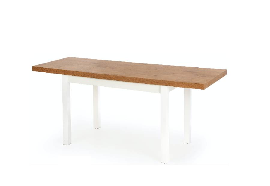 Biały stół z batem o strukturze drewna