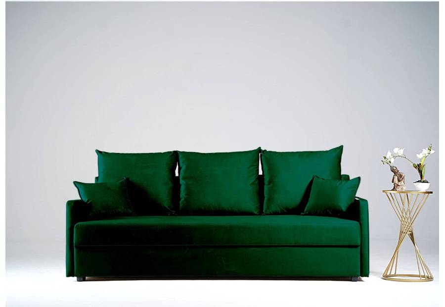 Mała sofa do salonu z funkcją spania zielona