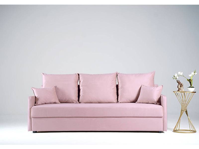 Mała sofa rozkładana różowa
