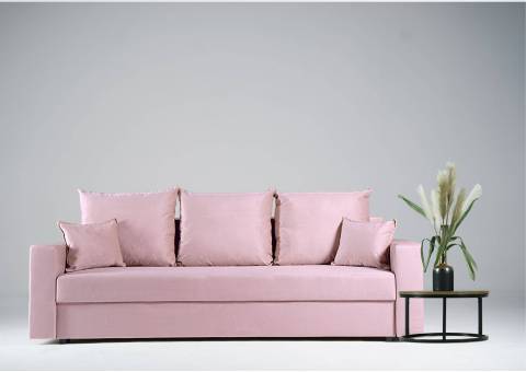 Różowa kanapa rozkładana