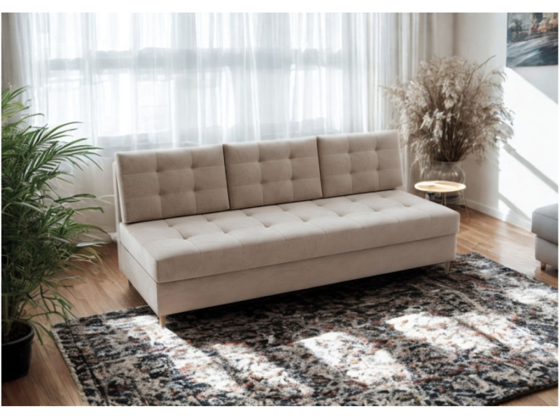 Pikowana sofa na drewnianych nogach PERO