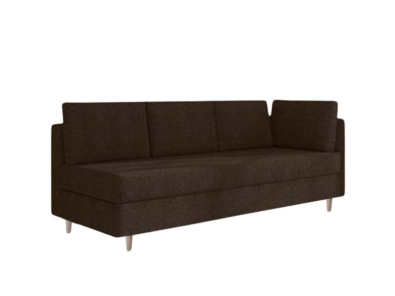 Czekoladowa sofa w stylu skandynawskim