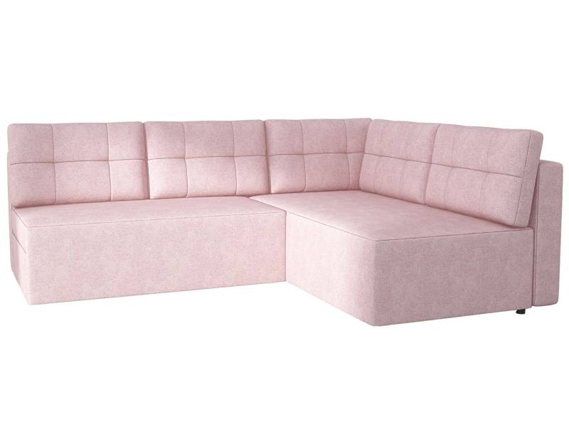 Pastelowy różowy narożnik z pikowanymi poduszkami