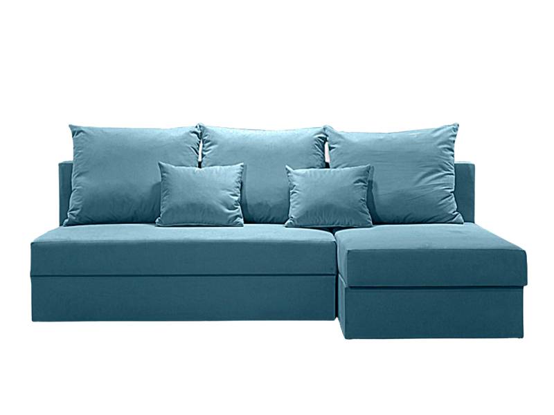 Mała błękitna sofa narożna