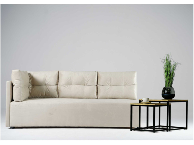 Lewa sofa rozkładana z pikowanymi poduszkami MONO