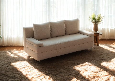 Mała sofa rozkładana na metalowych nogach HELIOS