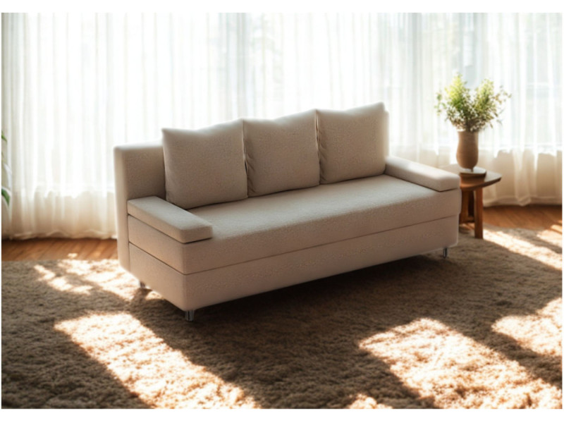 Mała sofa rozkładana na metalowych nogach HELIOS