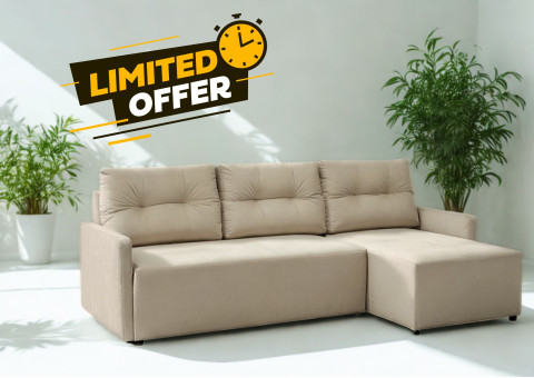 Beżowy narożnik z funkcją spania ARIA AUTOMAT DLA Sprężyny bonell