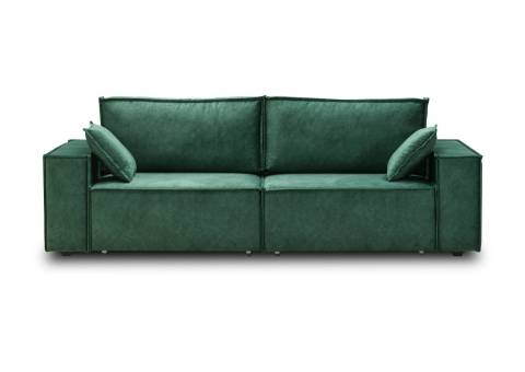 Sofa z przeszyciami zielona
