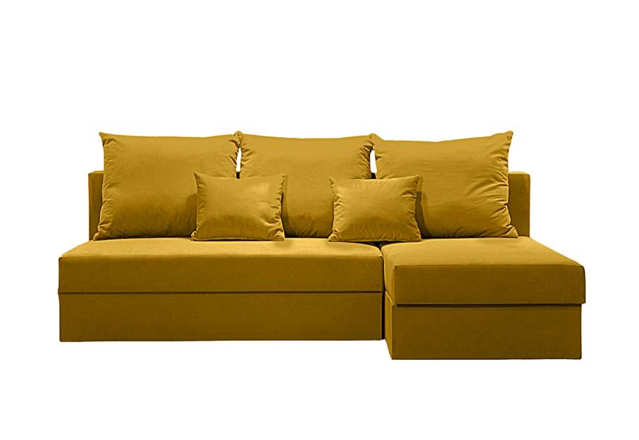 Mała żółta sofa narożna