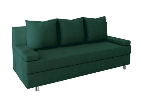 Ciemno zielona kanapa z srebrnych nóżkach