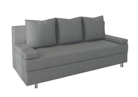Szara kanapa ze srebrnymi nóżkami