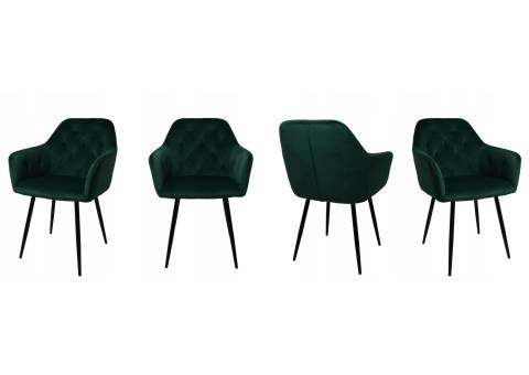 Welurowe pikowane krzesła do stołu w jadalni zielone