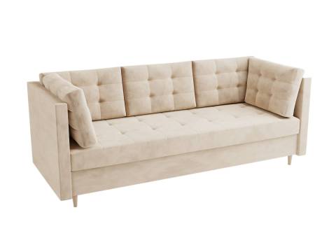 Beżowa skandynawska sofa pikowana