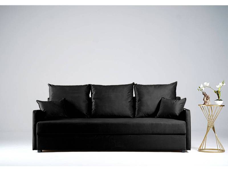 Mała sofa do salonu z funkcją spania czarna