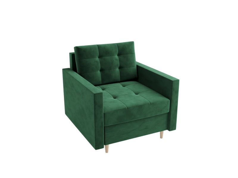 Pikowany fotel ciemny zielony