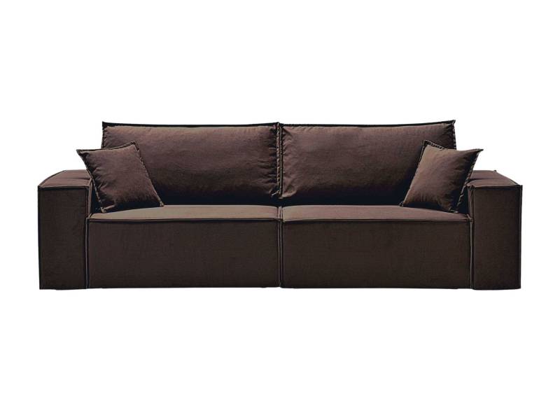 Sofa z przeszyciami zewnętrznymi brązowa