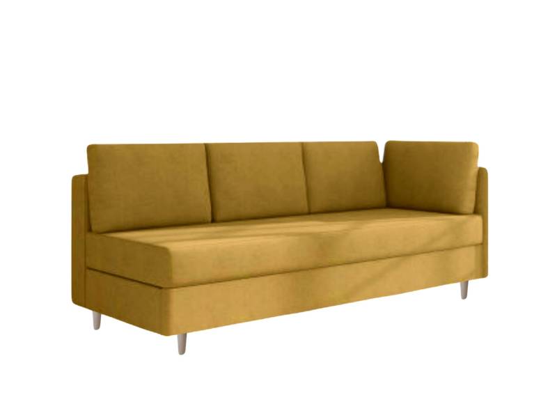 Żółta sofa w stylu skandynawskim