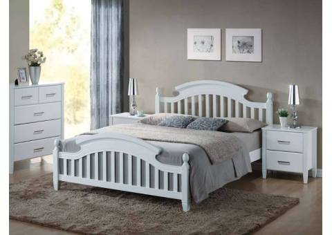 Białe drewniane łóżko do sypialni 140x200cm
