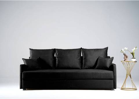 Mała sofa do salonu z funkcją spania czarna