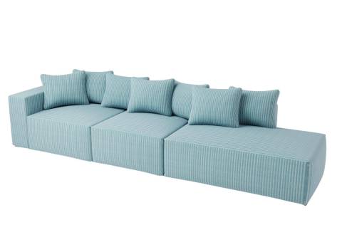 Niebieska sofa sztruksowa