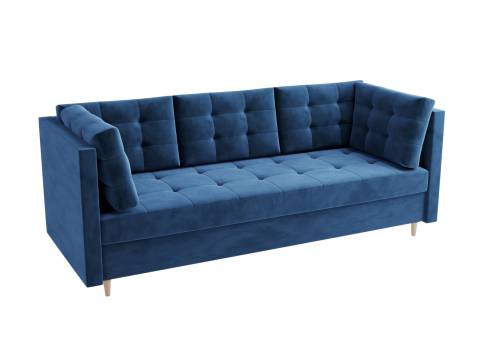 Granatowa skandynawska sofa pikowana