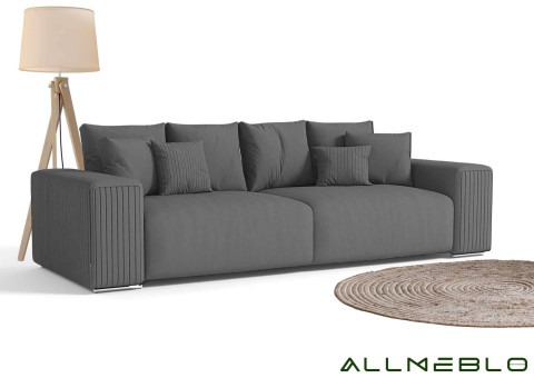 Szara duża sofa w stylu industrialnym
