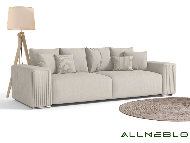 Kremowa duża sofa w stylu industrialnym
