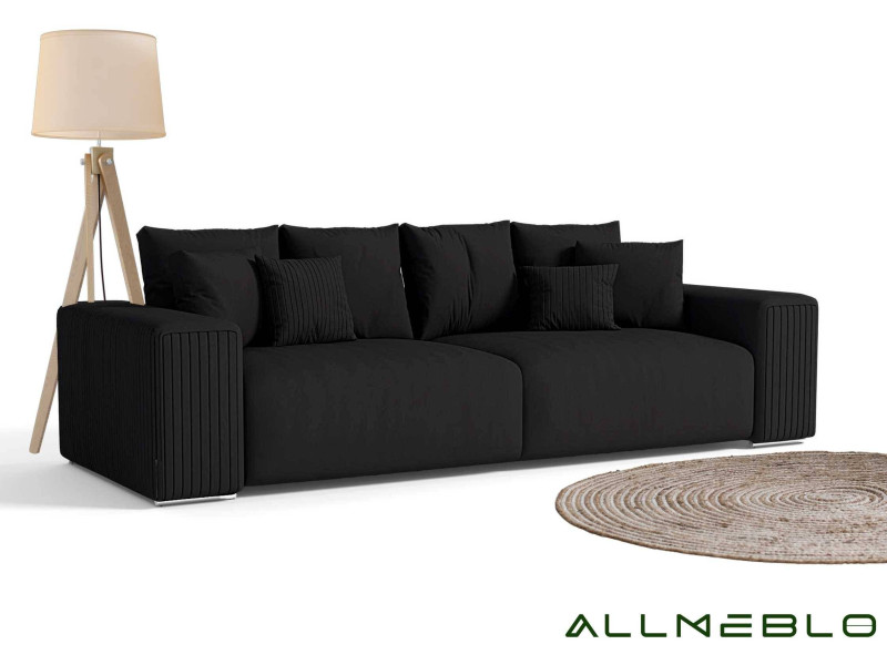 Czarna sofa w stylu loft