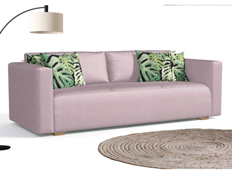 Klasyczna sofa z funkcją spania w kolorze beżowym