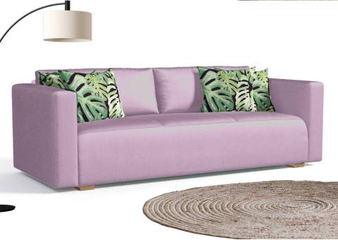 Klasyczna sofa z funkcją spania w kolorze różowym