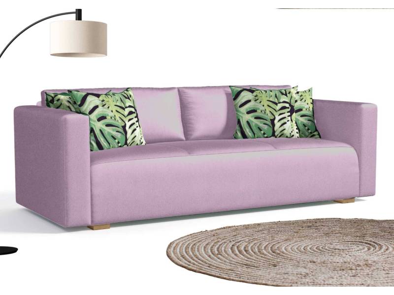 Klasyczna sofa z funkcją spania w kolorze różowym