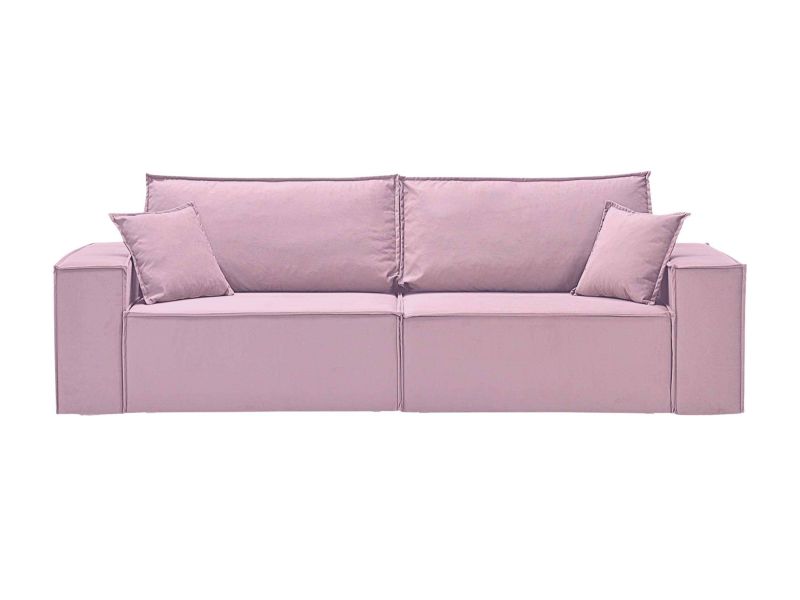 Sofa z przeszyciami zewnętrznymi różowa