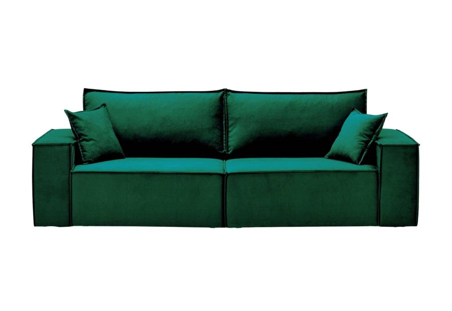 Sofa z przeszyciami zewnętrznymi zielona