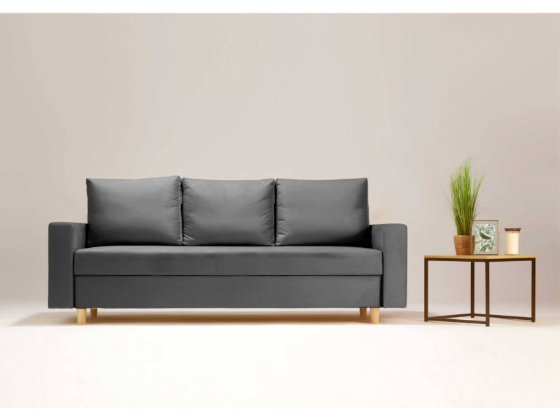 Grafitowa sofa w tylu skandynawskim