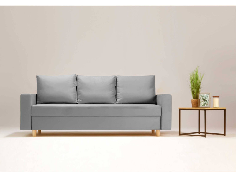 Szara sofa w tylu skandynawskim
