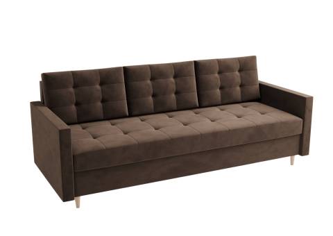 Brązowa pikowana sofa welurowa
