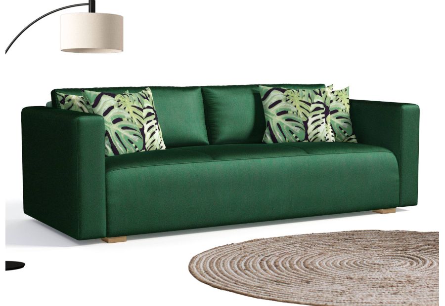 Klasyczna sofa z funkcją spania w kolorze zielonym