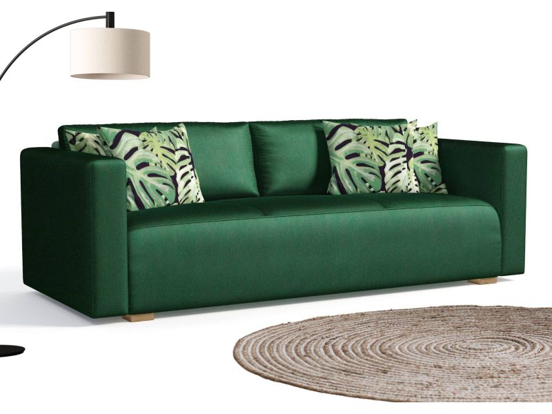Klasyczna sofa z funkcją spania w kolorze zielonym