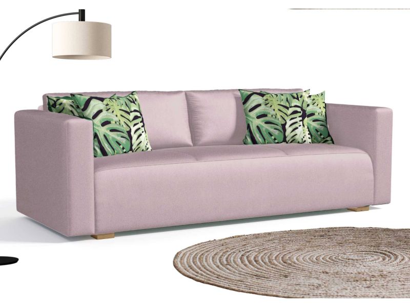 Klasyczna sofa z funkcją spania w kolorze beżowym