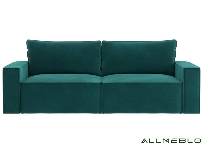 Zielona sofa z przeszyciami