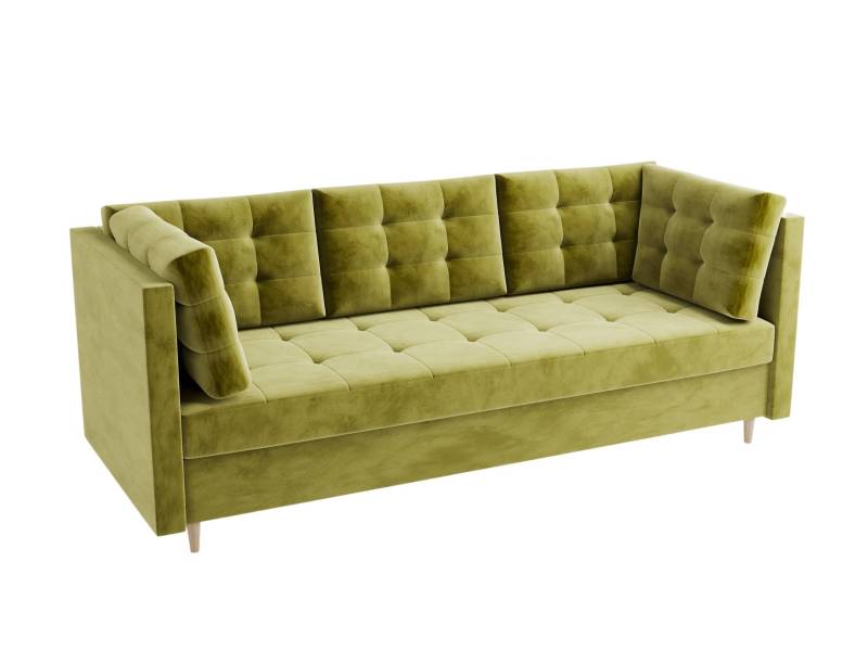 Limonkowa skandynawska sofa pikowana