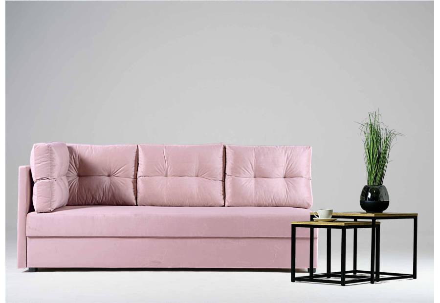 Lewa sofa rozkładana z pikowanymi poduszkami MALA