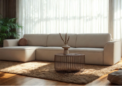 Lewy designerski narożnik rozkładany w stylu loft KOMA