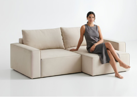 Głęboki narożnik modułowy rozkładany SENS PRAWY z szwem zewnętrznym