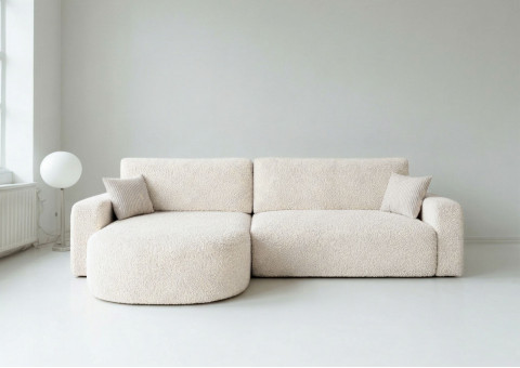 Narożnik Rozkładany Lewostronny BETA Śmietanka Funkcja Spania