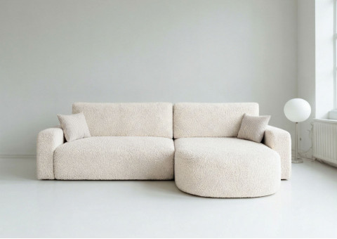 Narożnik Rozkładany Prawostronny BETA Śmietanka Funkcja Spania